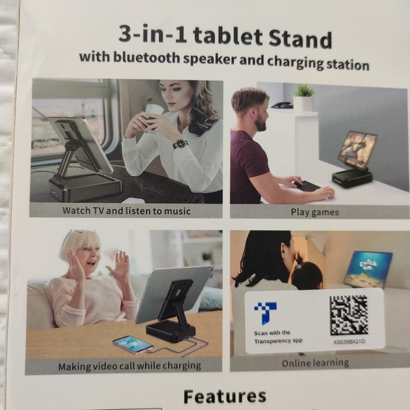 New 3-in-1 Tablet Stand with Bluetooth Speaker - Picture 5 of 6